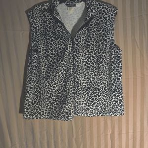Ladies black/white Leopard Vest